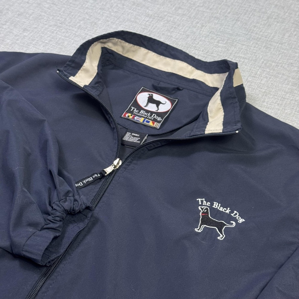 The Black Dog Windbreaker Jacket Mens Small Blue Polyester Full Zip Lined